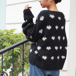 ◉あったか軽〜い冬ニット◉手編みモヘアハートニット ブラック ニット