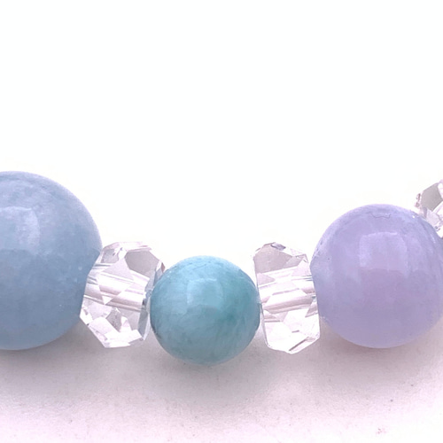 天然石ブルーレース&ラリマー&アクアマリンのブレスレット