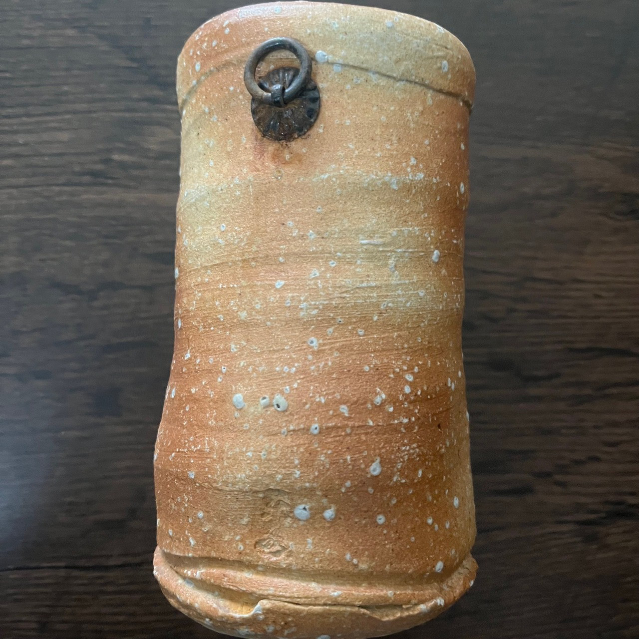 丹波掛花入 緑釉壁掛花器 高さ15cm×直径8cm