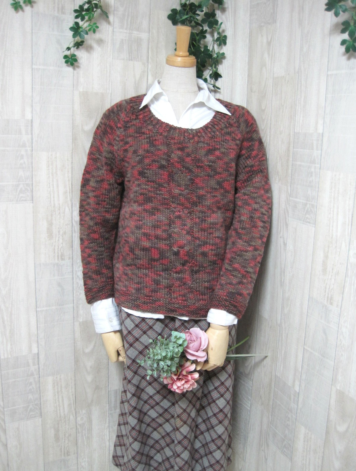 セーター　ウール100％手編みなのに安価　熟練の技術で最高の着心地116 7,100円