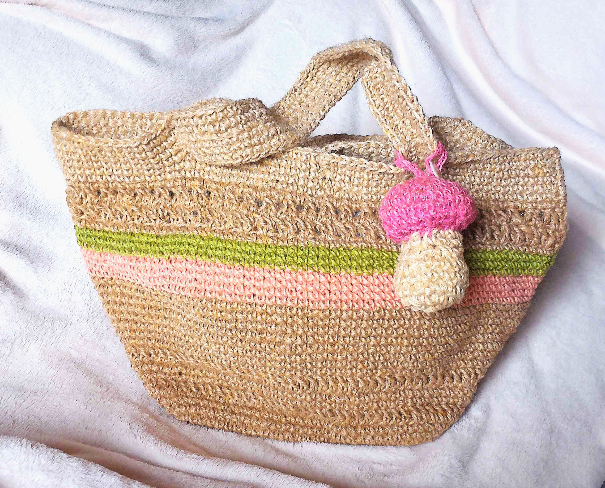 麻ひも手編み　マルシェバッグ