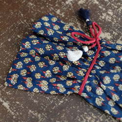 【補貨】獨特刺繡緞帶和流蘇設計！印花長袖連身裙（24w-11）海軍藍 第14張的照片