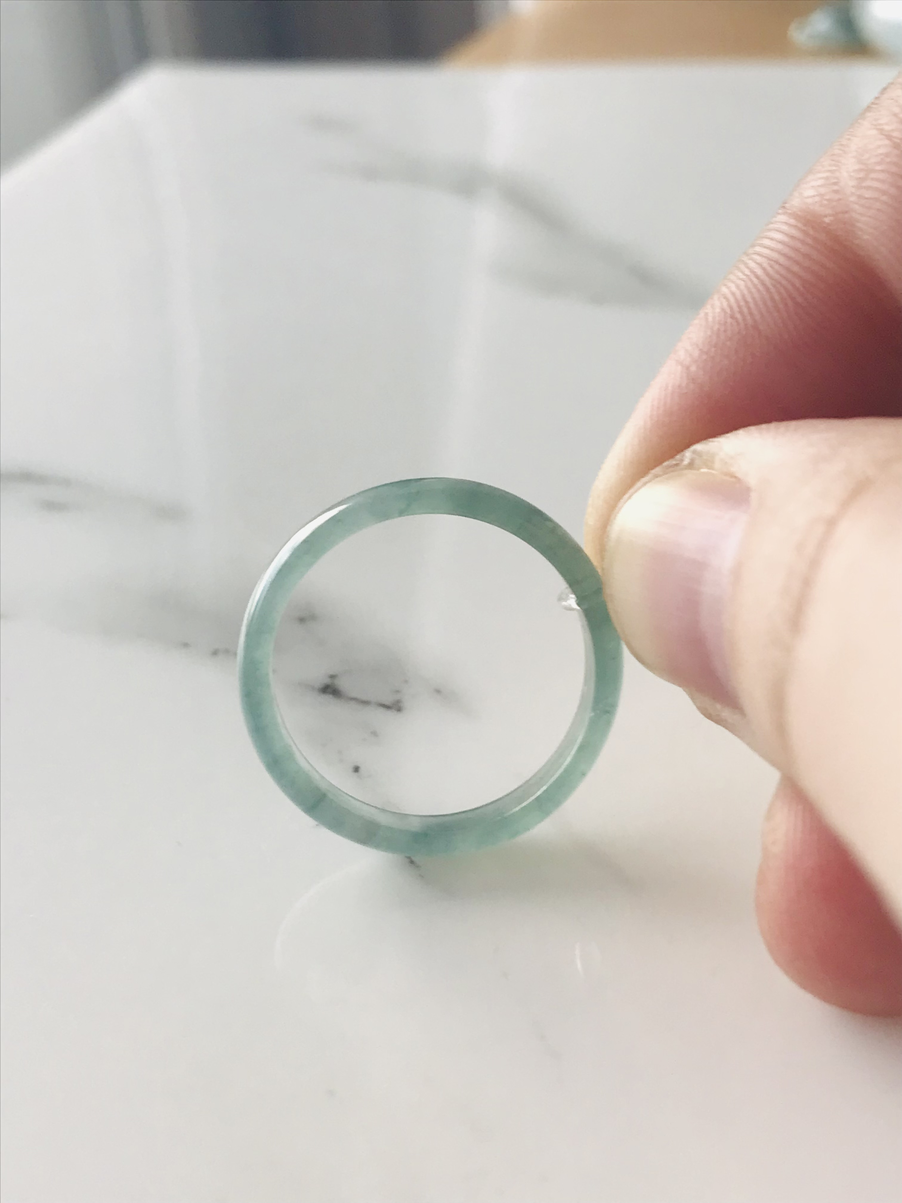 [R50-038］ ジェイド　JADE ヒスイ　本翡翠　くりぬき　リング　天然石　一点物　グアテマラ産　19号