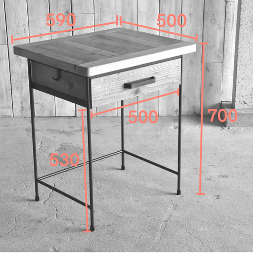 古家具 デスク 引き出し付き机　作業台 ◼️mixt model 古材デスク/引き出し付き/作業机 H700×W590×D500
