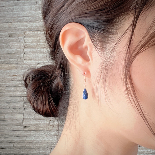 K10/14KGF ラピスラズリ ピアス (イヤリング変更0円) 金アレ対応