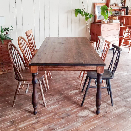 オールドパイン家具調ダイニングテーブル bowling 輸入住宅向けろくろ