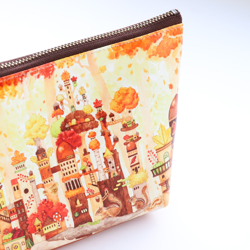 秋限定セット】三角ポーチと缶ミラーセット《空想街雑貨店》「オータム