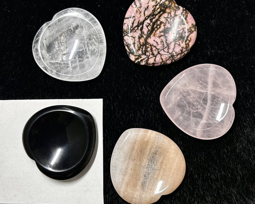 40mm 1個 ハート型 皿／器【選択式】ロードナイト／オブシディアン