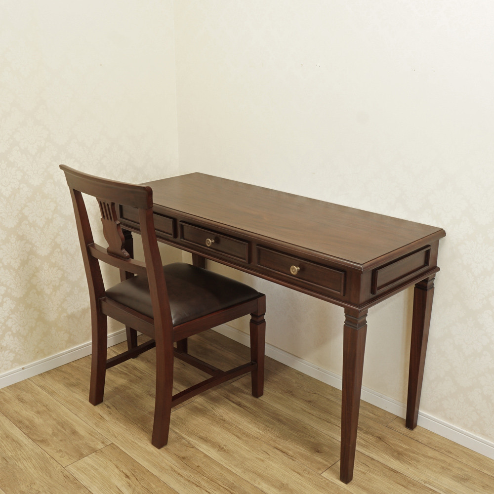 ◇９/9入荷!◇☆セットで10%OFF!☆マホガニー 木製 机『ARNO/ドレッサーデスク120&アルノチェアセット』