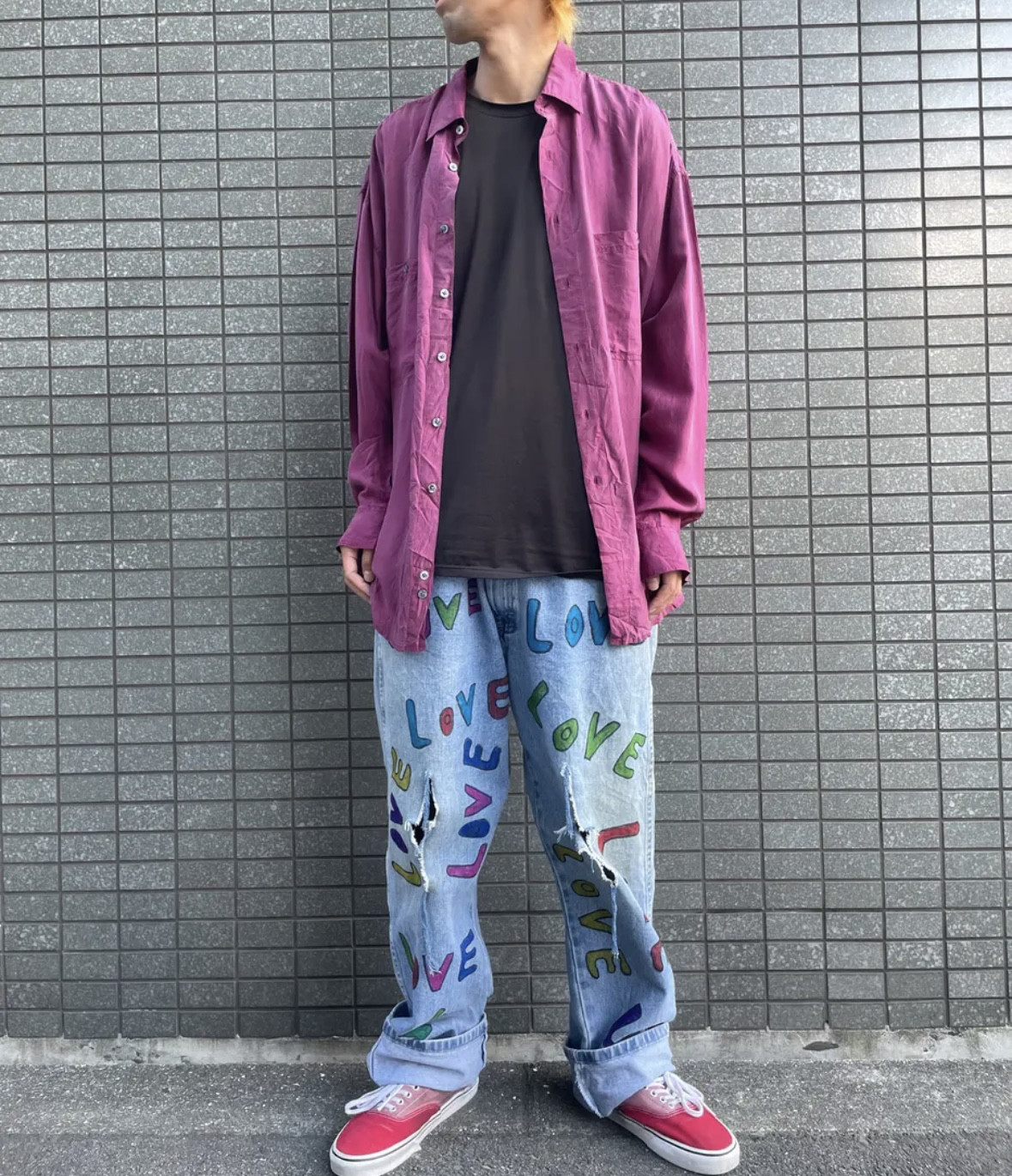 リメイク 古着 パンツ ラグリメイクパンツ フリンジ