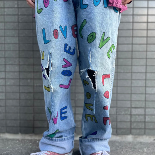 古着　ヴィンテージ　vintage パンツ　リメイク　リメイクパンツ　カラフル 古着 ヴィンテージ vintage パンツ デニムパンツ ラングラー