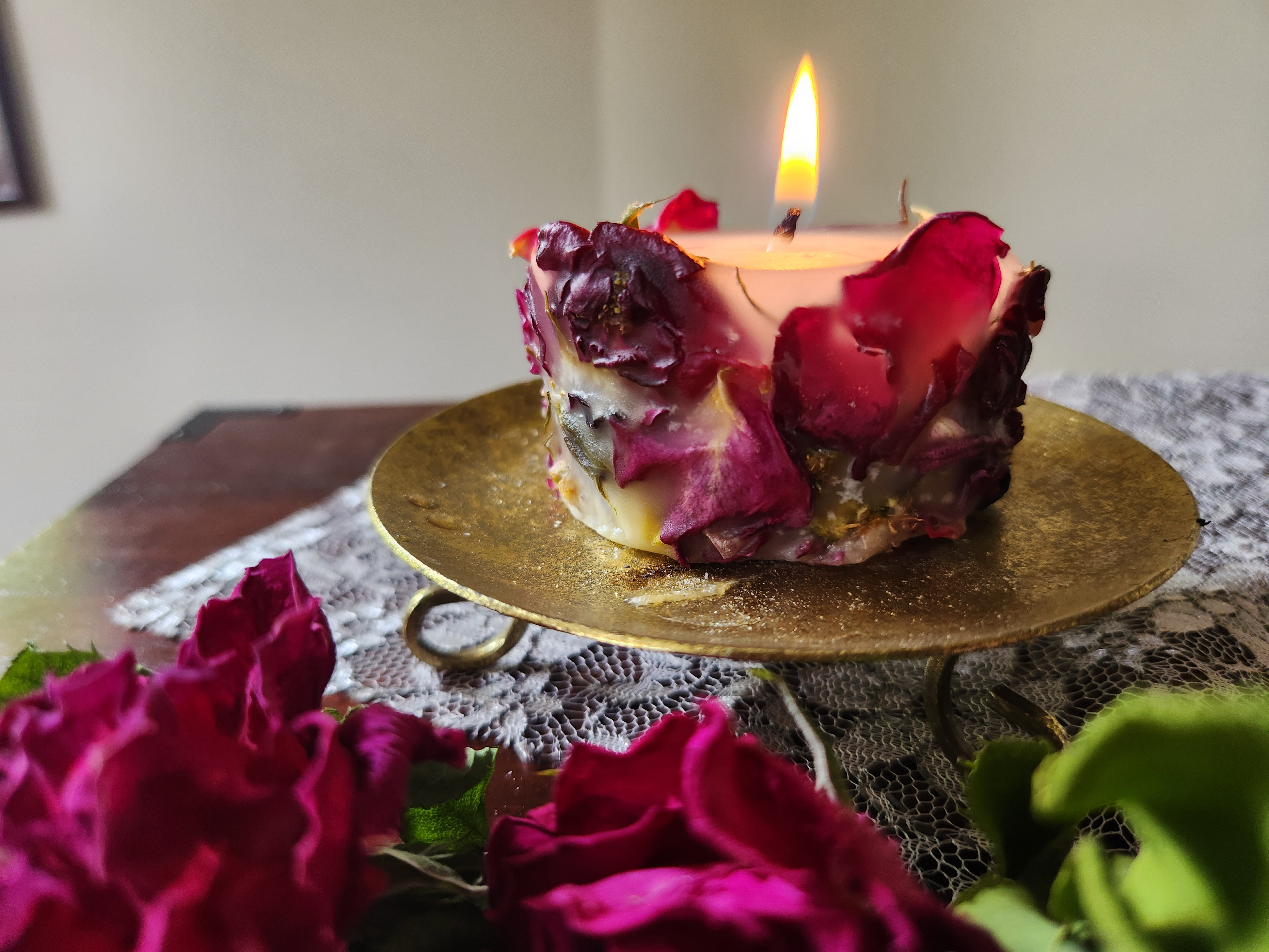 専用　ハンドメイドキャンドルホルダー　キャンドル　薔薇キャンドル