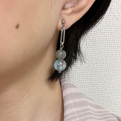 再販【数量限定】200. 銀狼の耳飾り ／ウルフアイ × アクアオーラ
