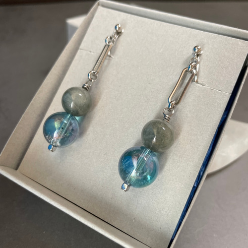 再販【数量限定】200. 銀狼の耳飾り ／ウルフアイ × アクアオーラ