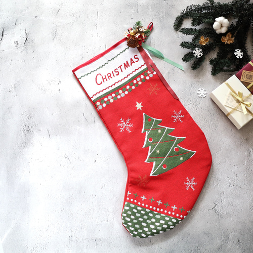 超早割】Xmasゴブラン織りタペストリー☆サンタの靴下☆ No.127