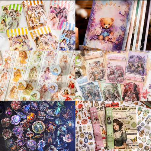 コラージュ素材 ランダム 500枚入り ロールシール シール 素材紙