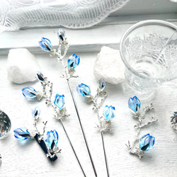 硝子木蓮の髪飾り（露草色） 4枚目の画像