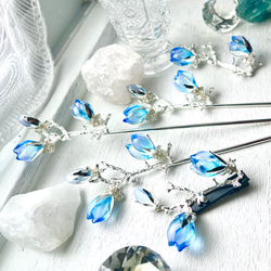 硝子木蓮の髪飾り（露草色） 3枚目の画像