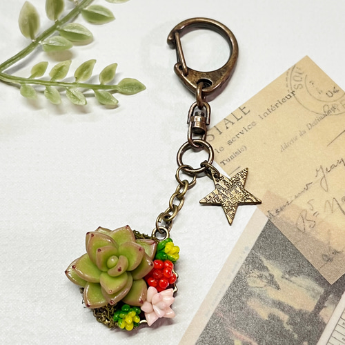 樹脂粘土 多肉植物のキーホルダー キーホルダー kotoriko garden 通販