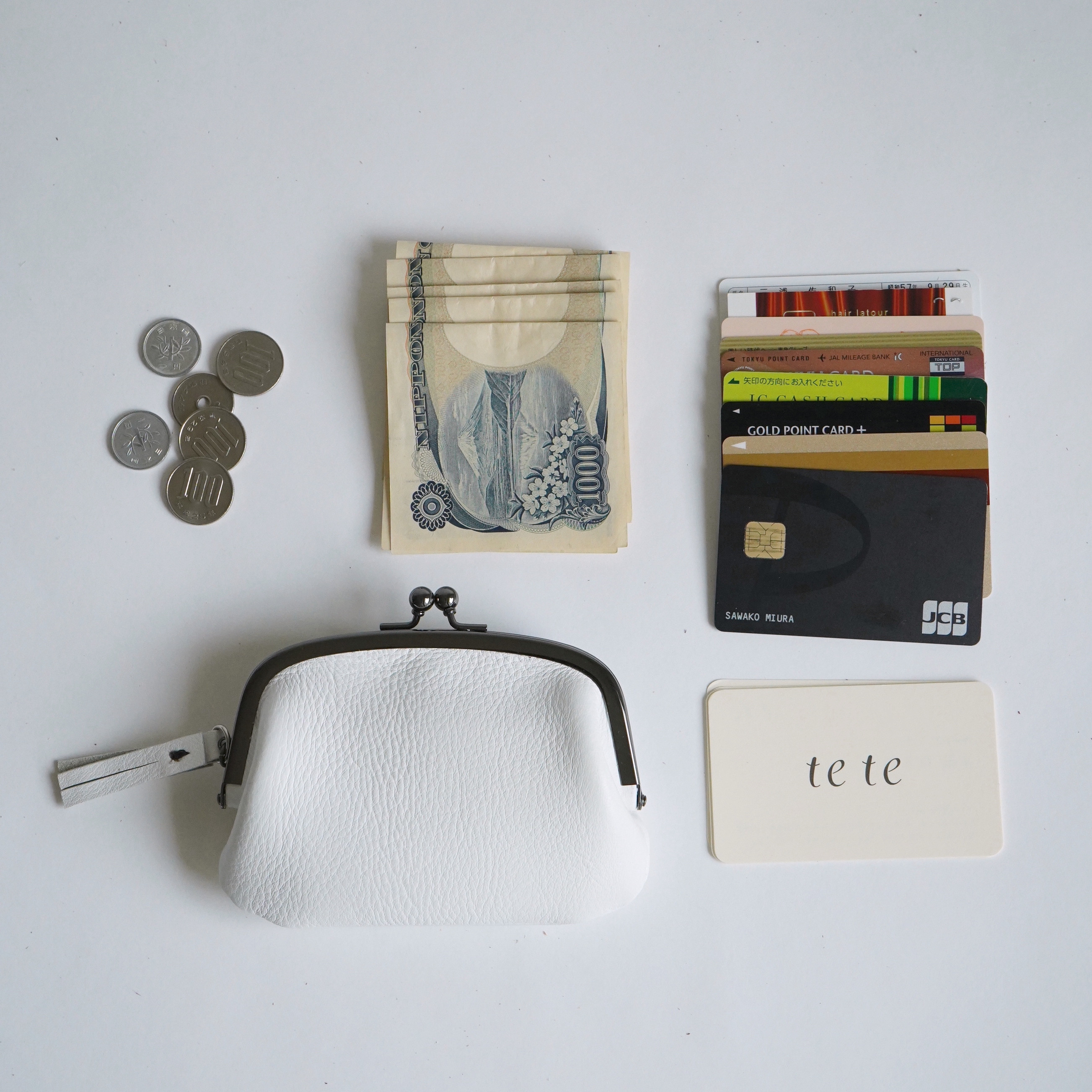 おさつ２つ折り　がま口財布／イエロー×レッド