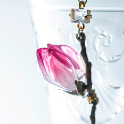 硝子木蓮の一輪耳飾り（白オパール・赤紫、その他） 13枚目の画像