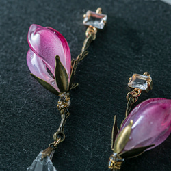 硝子木蓮の一輪耳飾り（白オパール・赤紫、その他） 8枚目の画像