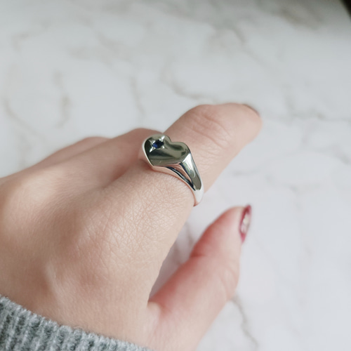 選べる天然石1石~3石 ハートシグネット シルバーリング H276 指輪