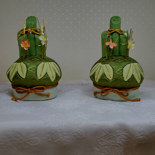 ハンドメイド　木目込み人形　門松 創作人形こころ】 門松 2個セット お正月 木目込み人形 その他置物