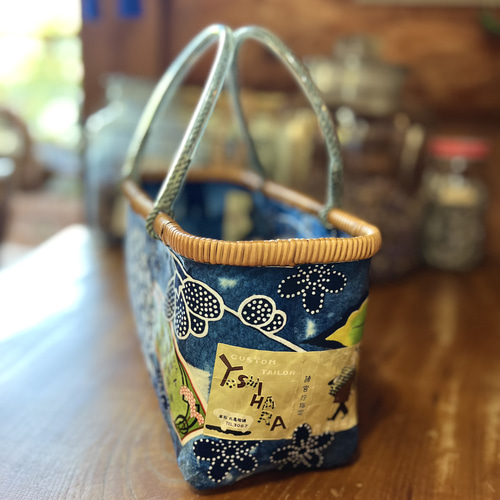はいからさんの一閑張りかごバスケット - Japanese Indigo かご はいからさんの一閑張りかごバスケット - Japanese Indigo かご