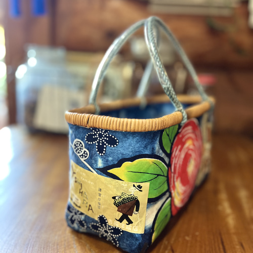 はいからさんの一閑張りかごバスケット - Japanese Indigo かご