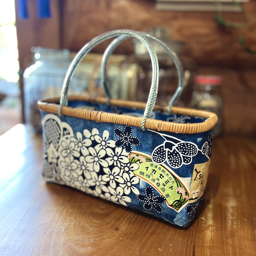 はいからさんの一閑張りかごバスケット - Japanese Indigo かご はいからさんの一閑張りかごバスケット - Japanese Indigo かご