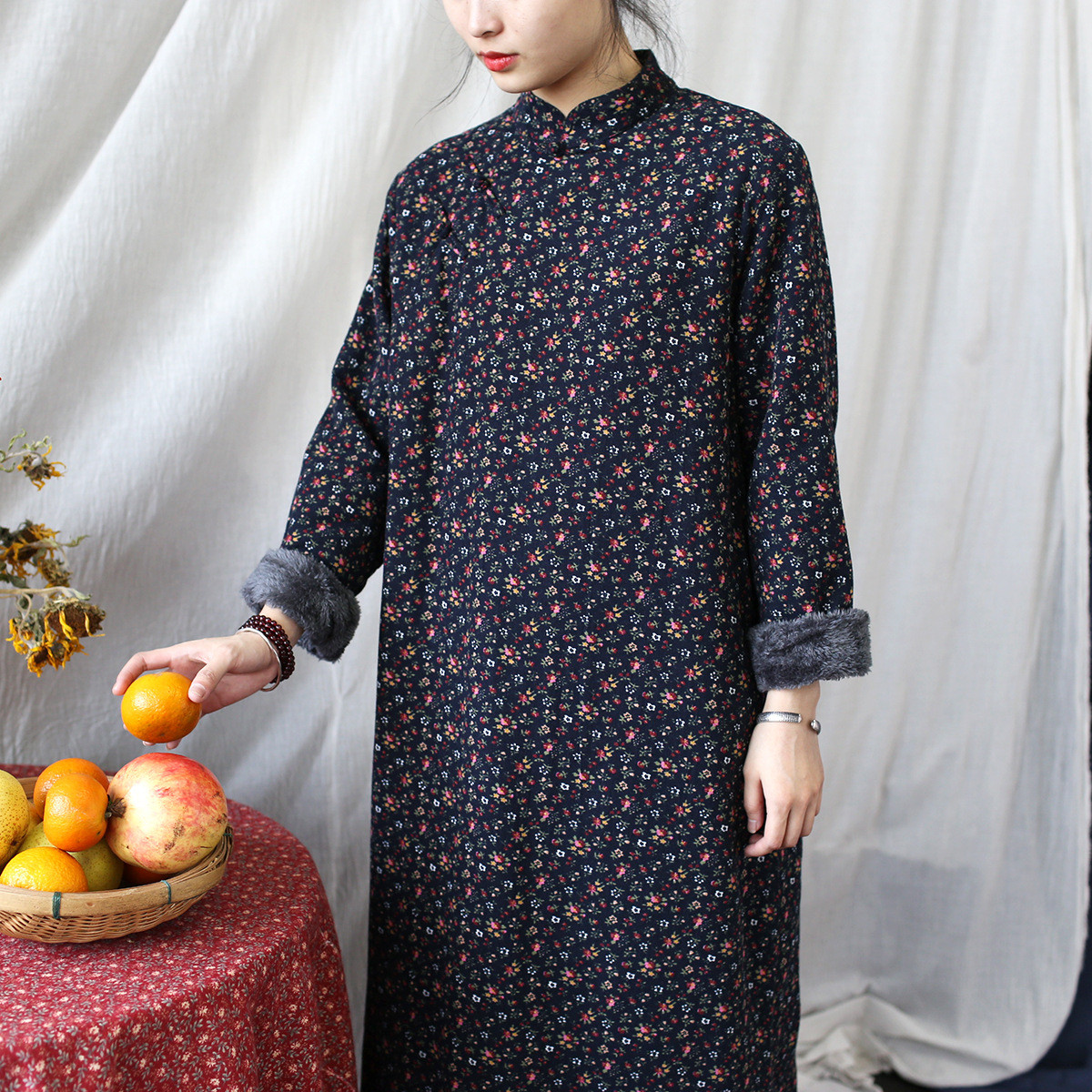 ☆丈カット無料☆ボア付き　ワンピース 秋冬用 1978