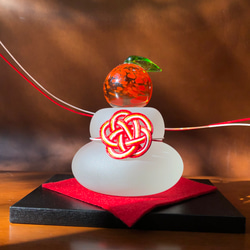 超早割お正月2026】 ガラスの鏡餅 みかんセパレート 水引き付き 鏡餅