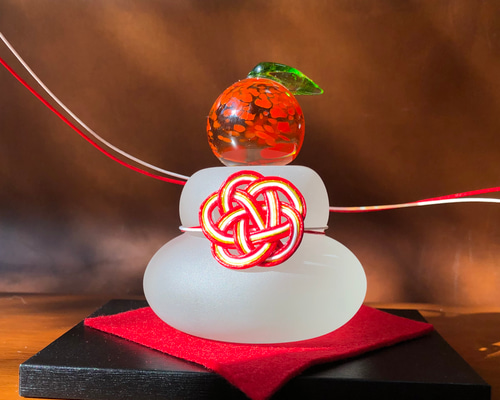 新品未使用　ガラス鏡餅 ガラスの鏡餅 （L） MK-L | 能登島ガラス工房