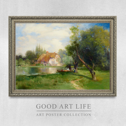 ヴィンテージ洋画 絵画 アンティーク絵画 風景画 洋画 ヨーロッパ現地購入 トーマス・モラン / アートポスター / 風景画 / アンティーク
