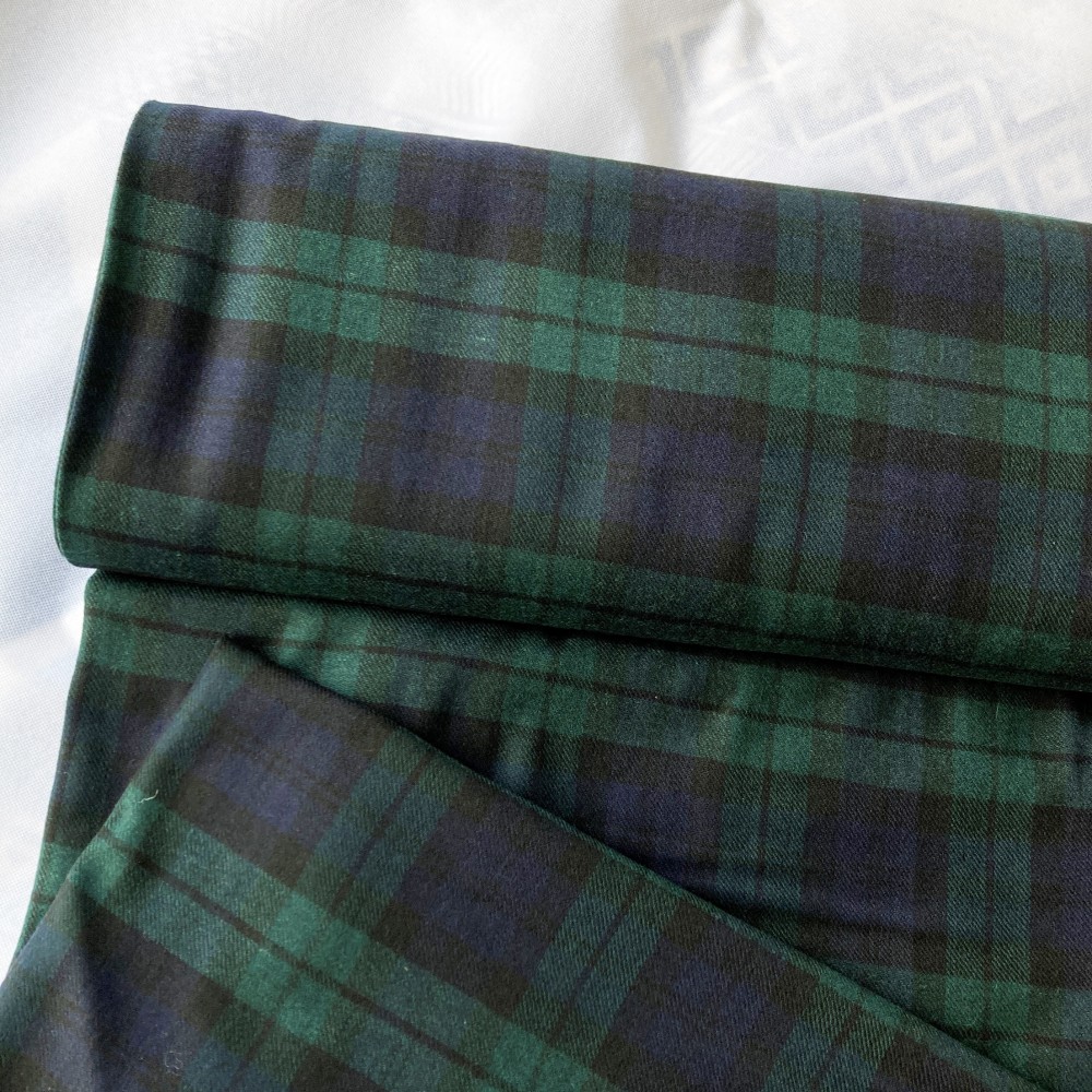 ウールのソフトプリーツスカート　ブラックウォッチ　サイズは指定できます