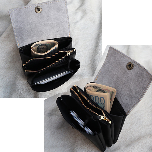 ハラコレザーの3層コンパクト財布/3miru-harako その他ミニ財布