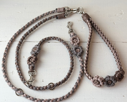 手持ち 多頭リード】係留できる カフェリード パラコード 色 選べる 犬