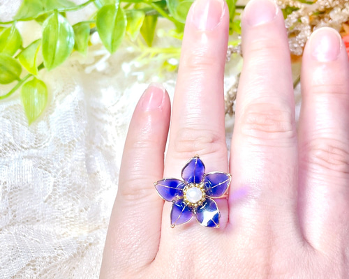 【はりねずみ】あーるめいど　シトリン 桔梗リング フリーサイズリング　YG はりねずみ様専用】あーるめいど シトリン 桔梗リング