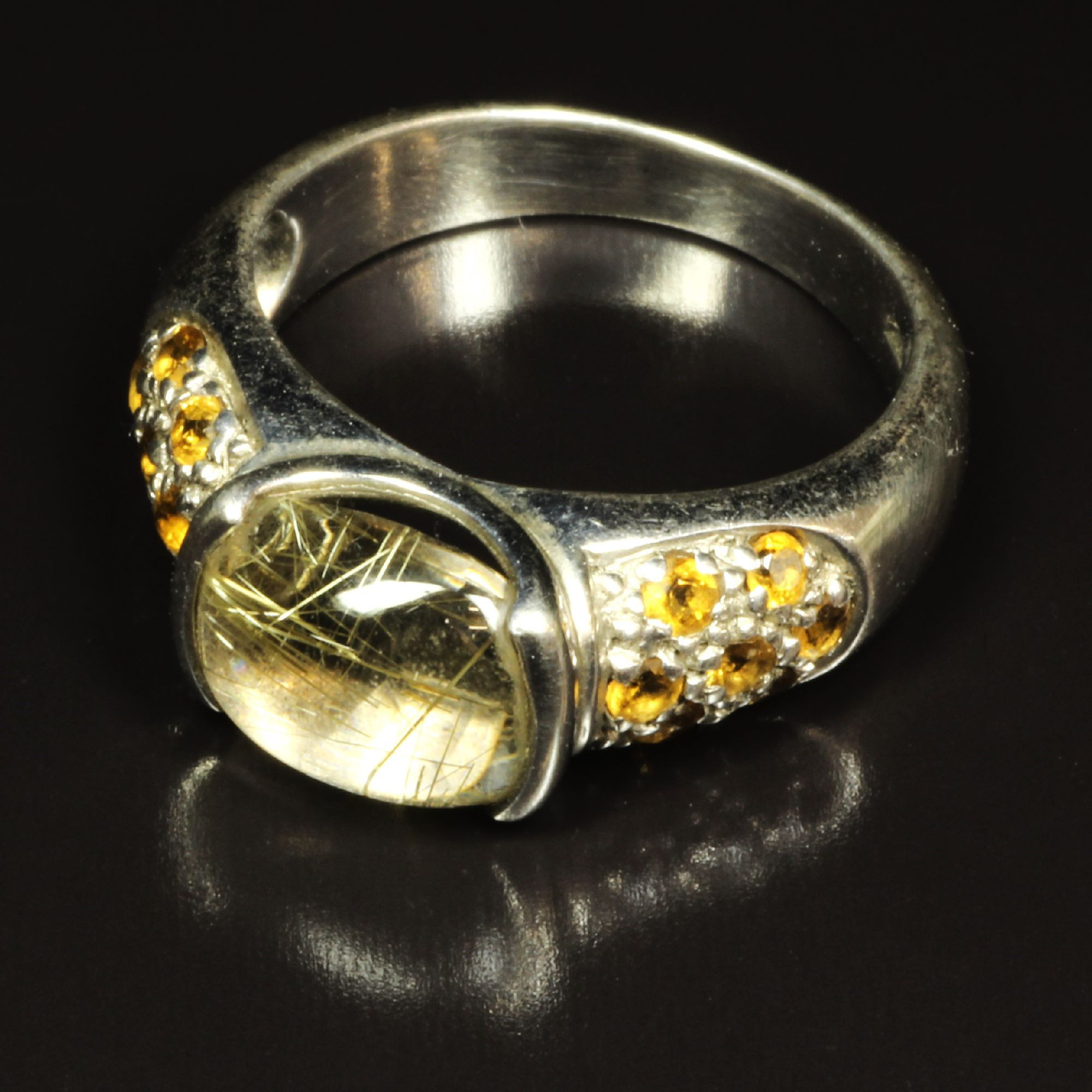 【華やかに上品に】一点物 ゴールドルチルリング TRR1 14号 シルバー925 指輪 お守り フォーマル 送別のギフト