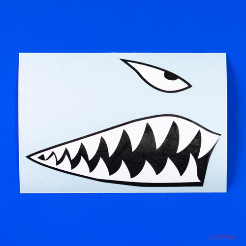 ステッカー ノーズアート シャークマウス 右向き（重ね貼りタイプ