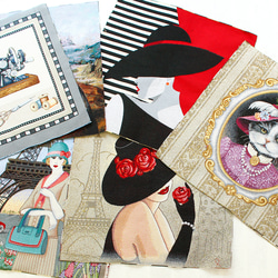 新柄入荷！このまま飾ってもお洒落！オランダ『ゴブラン織　婦人とエッフェル塔』～パネル　45㎝×45cmカット済み～ 2枚目の画像