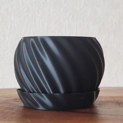 3Dプリンタ鉢 植物鉢 プラ鉢 浅鉢 受け皿つき 一輪挿し・花瓶・花器