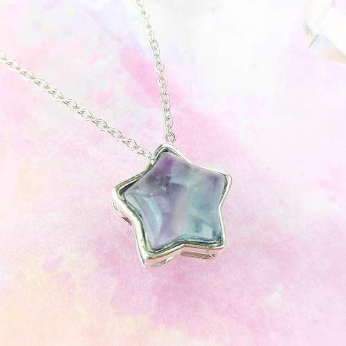 星に願いを☆彡ぷっくり可愛いマルチカラーフローライトのネックレス