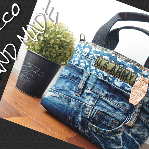 No.541【DENIM✖️U.S. ARMY】デニムリメイクハンドバッグ 
