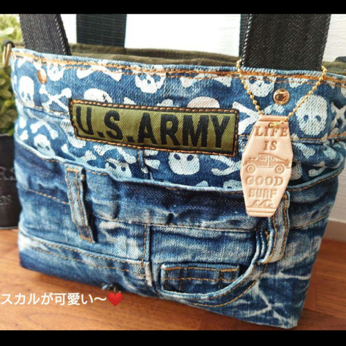 No.541【DENIM✖️U.S. ARMY】デニムリメイクハンドバッグ 