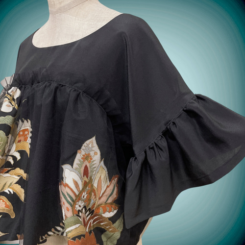 チュール重ねギャザートップス 留袖 アクセントカラー フォーマル 着物  