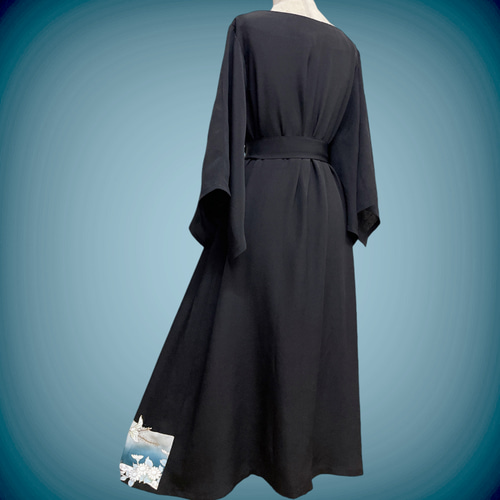 優美な袖感 留袖アクセントカラーワンピース フォーマル 着物リメイク