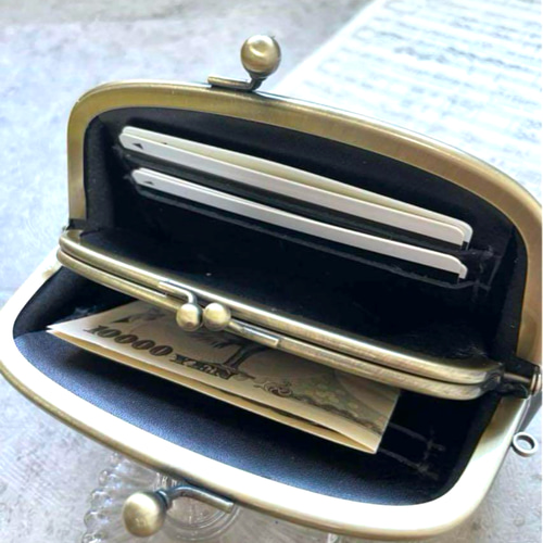 親子がま口ミニ財布 牛革ブラック がま口 M.Tailor 通販 18354168