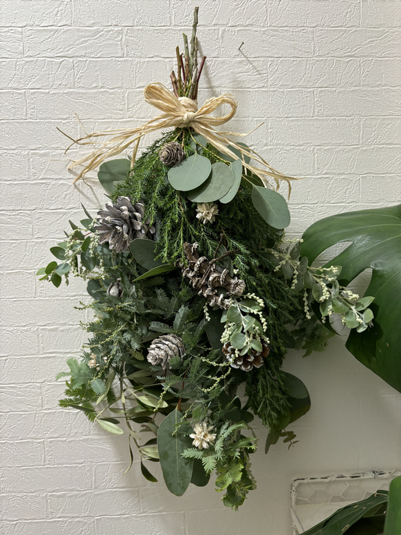 プレクリスマス ナチュラルスワッグ40センチ 只今赤い実のプチスワッグ  